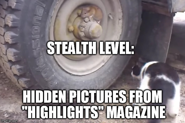 I'm as blind as the cat despite my years of "Highlights" training. | STEALTH LEVEL: HIDDEN PICTURES FROM "HIGHLIGHTS" MAGAZINE | image tagged in memes | made w/ Imgflip meme maker