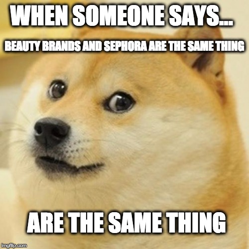 Doge Meme | WHEN SOMEONE SAYS... BEAUTY BRANDS AND SEPHORA ARE THE SAME THING ARE THE SAME THING | image tagged in memes,beauty brands,sephora | made w/ Imgflip meme maker