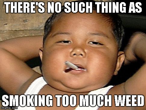 Baby Smoking | THERE'S NO SUCH THING AS SMOKING TOO MUCH WEED | image tagged in baby smoking | made w/ Imgflip meme maker