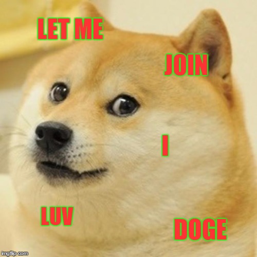 Doge Meme | LET ME JOIN I LUV DOGE | image tagged in memes,doge | made w/ Imgflip meme maker