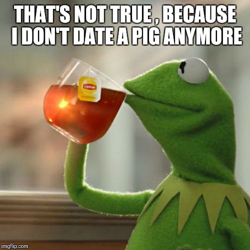 But That's None Of My Business Meme | THAT'S NOT TRUE , BECAUSE I DON'T DATE A PIG ANYMORE | image tagged in memes,but thats none of my business,kermit the frog | made w/ Imgflip meme maker