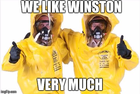 Hazmat Thumbs Up | WE LIKE WINSTON VERY MUCH | image tagged in hazmat thumbs up | made w/ Imgflip meme maker