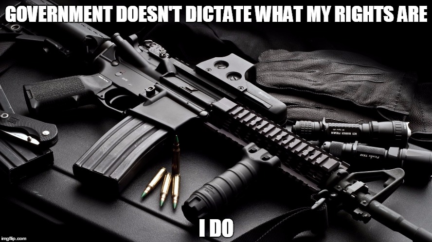 ar15 | GOVERNMENT DOESN'T DICTATE WHAT MY RIGHTS ARE I DO | image tagged in ar15 | made w/ Imgflip meme maker