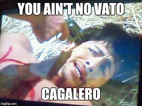 YOU AIN'T NO VATO CAGALERO | image tagged in cagalero | made w/ Imgflip meme maker