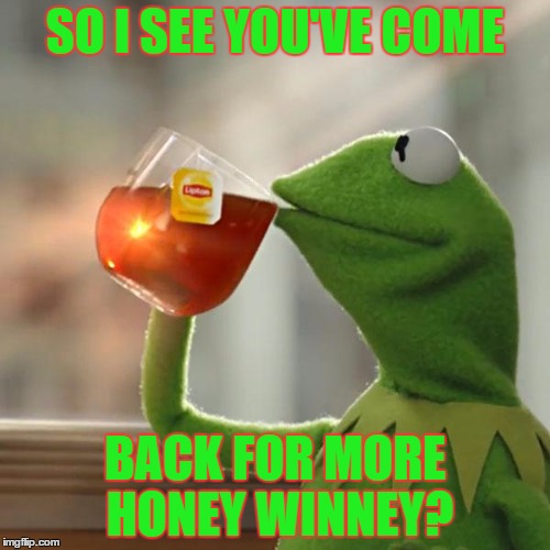 But That's None Of My Business | SO I SEE YOU'VE COME BACK FOR MORE HONEY WINNEY? | image tagged in memes,but thats none of my business,kermit the frog | made w/ Imgflip meme maker