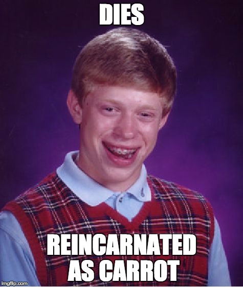 Bad Luck Brian Meme | DIES REINCARNATED AS CARROT | image tagged in memes,bad luck brian | made w/ Imgflip meme maker