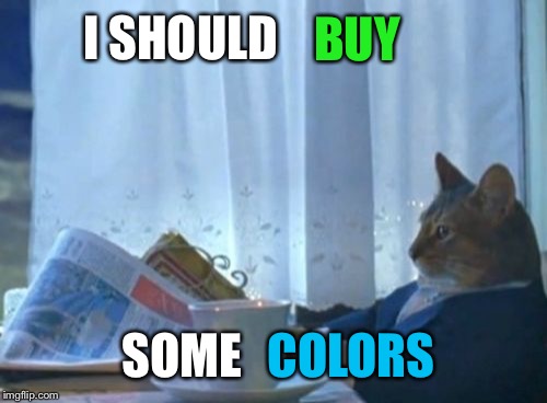 I Should Buy A Boat Cat Meme | I SHOULD BUY SOME COLORS | image tagged in memes,i should buy a boat cat | made w/ Imgflip meme maker