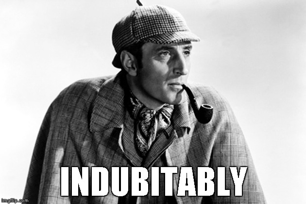 Sherlock Holmes | INDUBITABLY | image tagged in sherlock holmes | made w/ Imgflip meme maker