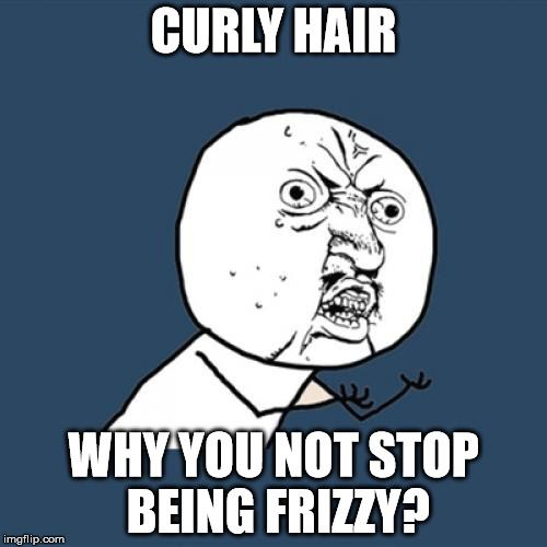 Y U No Meme | CURLY HAIR WHY YOU NOT STOP BEING FRIZZY? | image tagged in memes,y u no | made w/ Imgflip meme maker