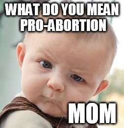 Skeptical Baby Meme | WHAT DO YOU MEAN PRO-ABORTION MOM | image tagged in memes,skeptical baby | made w/ Imgflip meme maker