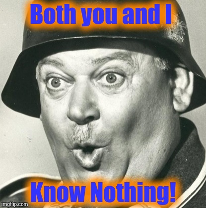 Sgt. Schultz | Both you and I Know Nothing! | image tagged in sgt schultz | made w/ Imgflip meme maker