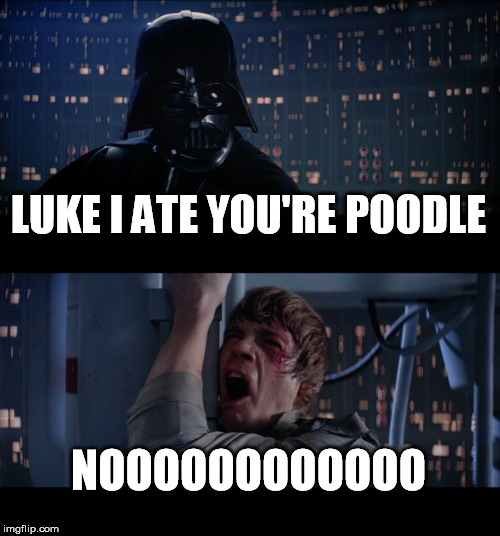 Star Wars No | LUKE I ATE YOU'RE POODLE NOOOOOOOOOOOO | image tagged in memes,star wars no | made w/ Imgflip meme maker