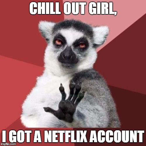 Chill Out Lemur Meme | CHILL OUT GIRL, I GOT A NETFLIX ACCOUNT | image tagged in memes,chill out lemur | made w/ Imgflip meme maker