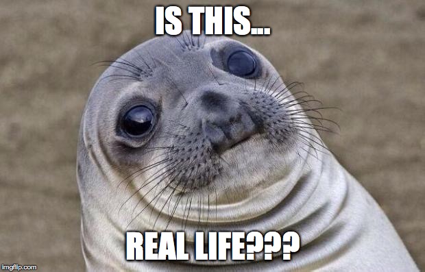 Awkward Moment Sealion | IS THIS... REAL LIFE??? | image tagged in memes,awkward moment sealion | made w/ Imgflip meme maker