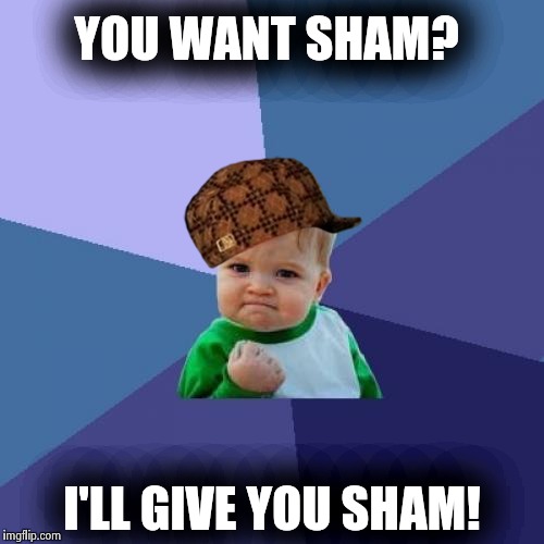 Success Kid Meme | YOU WANT SHAM? I'LL GIVE YOU SHAM! | image tagged in memes,success kid,scumbag | made w/ Imgflip meme maker