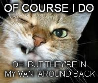OF COURSE I DO OH. BUT THEY'RE IN MY VAN  AROUND BACK | made w/ Imgflip meme maker