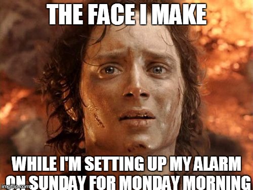 It's Finally Over | THE FACE I MAKE WHILE I'M SETTING UP MY ALARM ON SUNDAY FOR MONDAY MORNING | image tagged in it's finally over | made w/ Imgflip meme maker
