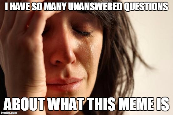 First World Problems Meme | I HAVE SO MANY UNANSWERED QUESTIONS ABOUT WHAT THIS MEME IS | image tagged in memes,first world problems | made w/ Imgflip meme maker