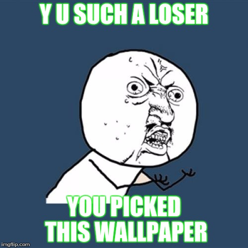 Y U No Meme | Y U SUCH A LOSER YOU PICKED THIS WALLPAPER | image tagged in memes,y u no | made w/ Imgflip meme maker