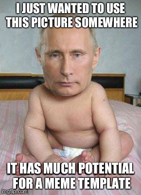 Baby Putin | I JUST WANTED TO USE THIS PICTURE SOMEWHERE IT HAS MUCH POTENTIAL FOR A MEME TEMPLATE | image tagged in baby putin | made w/ Imgflip meme maker