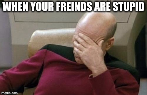 Captain Picard Facepalm Meme | WHEN YOUR FREINDS ARE STUPID | image tagged in memes,captain picard facepalm | made w/ Imgflip meme maker