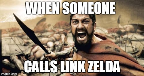 Sparta Leonidas Meme | WHEN SOMEONE CALLS LINK ZELDA | image tagged in memes,sparta leonidas | made w/ Imgflip meme maker