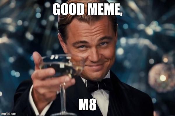 Leonardo Dicaprio Cheers Meme | GOOD MEME, M8 | image tagged in memes,leonardo dicaprio cheers | made w/ Imgflip meme maker