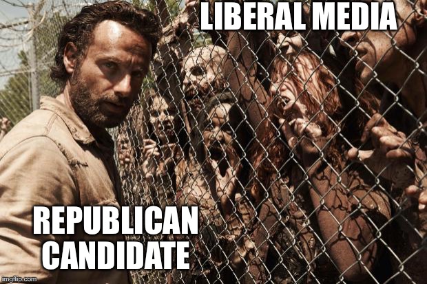 Night Of The Vetting Dead | LIBERAL MEDIA REPUBLICAN CANDIDATE | image tagged in zombies,memes,funny memes,liberals,republicans,zombie | made w/ Imgflip meme maker