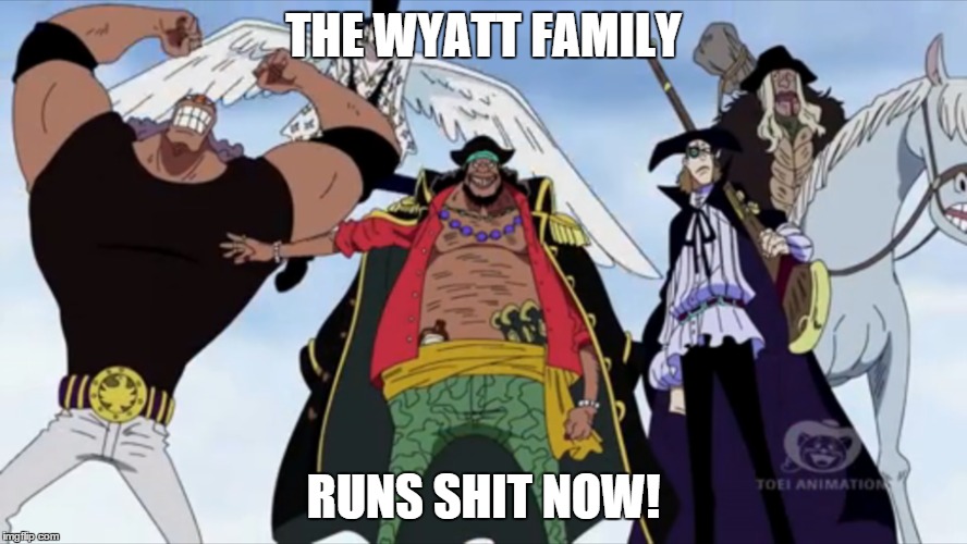 the WWE is boned | THE WYATT FAMILY RUNS SHIT NOW! | image tagged in wwe,one piece,blackbeard | made w/ Imgflip meme maker