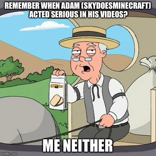 Pepperidge Farm Remembers | REMEMBER WHEN ADAM (SKYDOESMINECRAFT) ACTED SERIOUS IN HIS VIDEOS? ME NEITHER | image tagged in memes,pepperidge farm remembers | made w/ Imgflip meme maker
