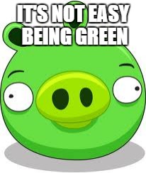 Angry Birds Pig Meme | IT'S NOT EASY BEING GREEN | image tagged in memes,angry birds pig | made w/ Imgflip meme maker