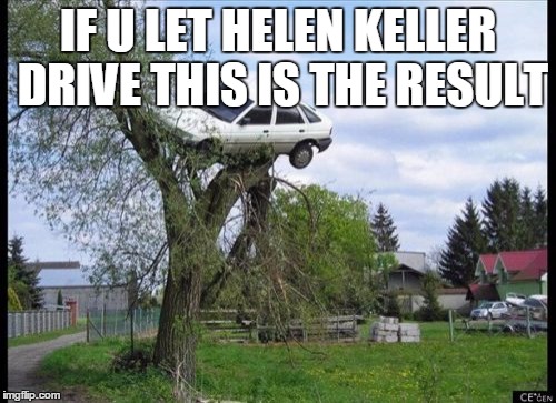 Secure Parking Meme | IF U LET HELEN KELLER DRIVE THIS IS THE RESULT | image tagged in memes,secure parking | made w/ Imgflip meme maker