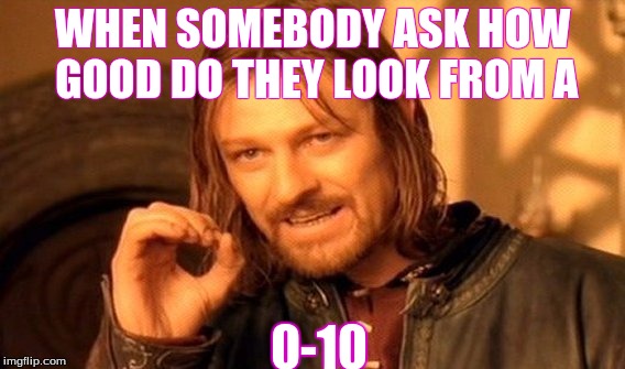 One Does Not Simply | WHEN SOMEBODY ASK HOW GOOD DO THEY LOOK FROM A 0-10 | image tagged in memes,one does not simply | made w/ Imgflip meme maker