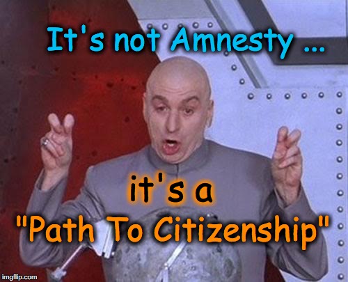 Dr Evil Laser Meme | It's not Amnesty ... "Path To Citizenship" it's a | image tagged in memes,dr evil laser | made w/ Imgflip meme maker
