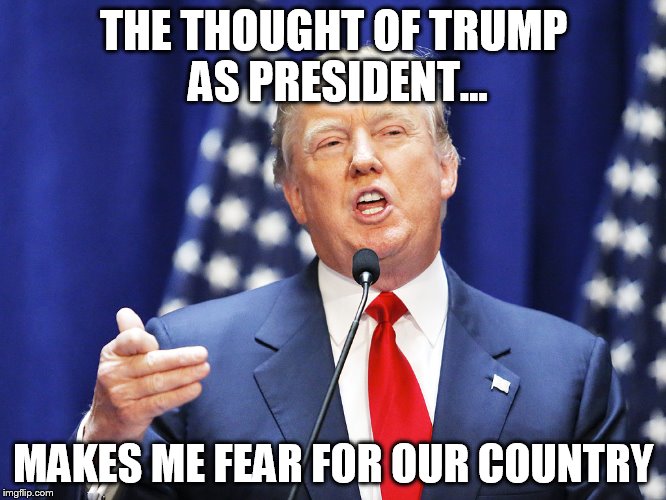 Trump | THE THOUGHT OF TRUMP AS PRESIDENT... MAKES ME FEAR FOR OUR COUNTRY | image tagged in trump | made w/ Imgflip meme maker