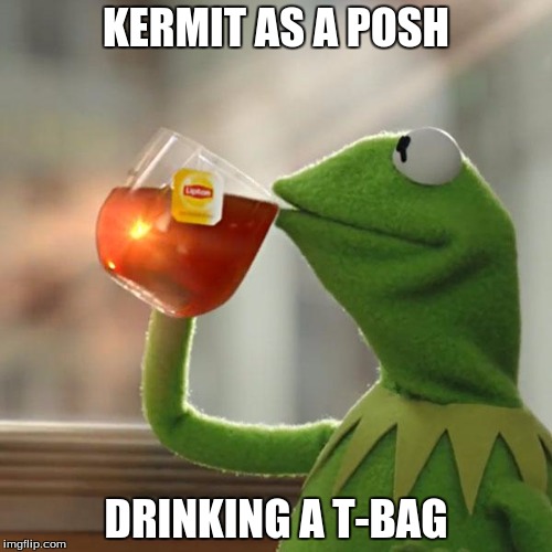 But That's None Of My Business | KERMIT AS A POSH DRINKING A T-BAG | image tagged in memes,but thats none of my business,kermit the frog | made w/ Imgflip meme maker