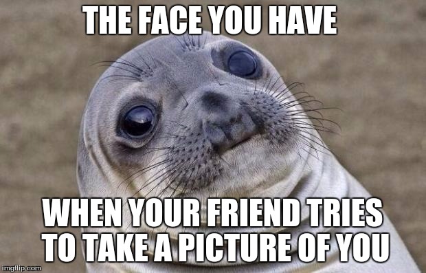 Awkward Moment Sealion | THE FACE YOU HAVE WHEN YOUR FRIEND TRIES TO TAKE A PICTURE OF YOU | image tagged in memes,awkward moment sealion | made w/ Imgflip meme maker