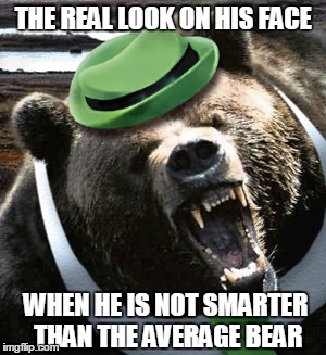 THE REAL LOOK ON HIS FACE WHEN HE IS NOT SMARTER THAN THE AVERAGE BEAR | made w/ Imgflip meme maker