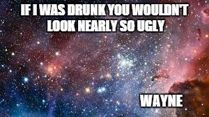 IF I WAS DRUNK YOU WOULDN'T LOOK NEARLY SO UGLY WAYNE | made w/ Imgflip meme maker