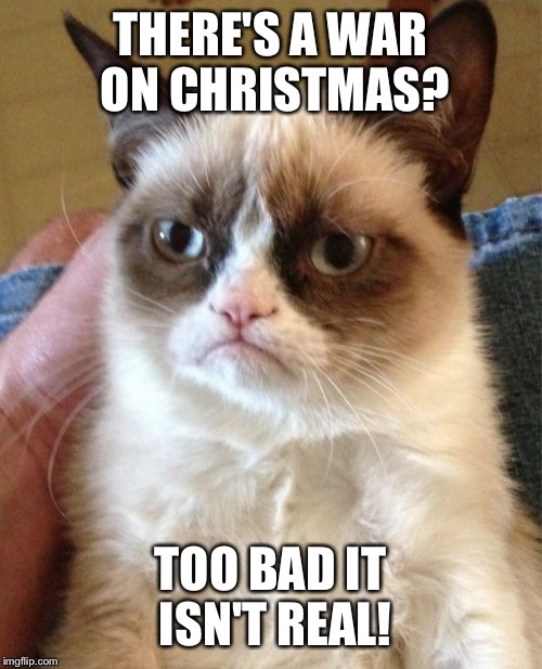 Grumpy Cat Meme | THERE'S A WAR ON CHRISTMAS? TOO BAD IT ISN'T REAL! | image tagged in memes,grumpy cat | made w/ Imgflip meme maker