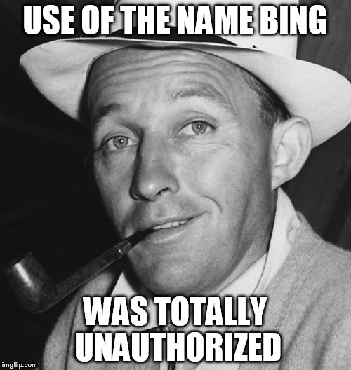 USE OF THE NAME BING WAS TOTALLY UNAUTHORIZED | made w/ Imgflip meme maker