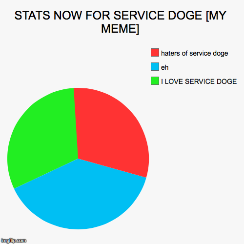 STATS NOW FOR SERVICE DOGE [MY MEME] | I LOVE SERVICE DOGE, eh, haters of service doge | image tagged in funny,pie charts | made w/ Imgflip chart maker