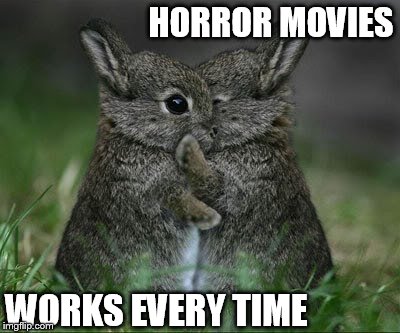 Chapter One, "Dating Success Handbook." | HORROR MOVIES WORKS EVERY TIME | image tagged in dating,meme,funny animals,bunnies | made w/ Imgflip meme maker