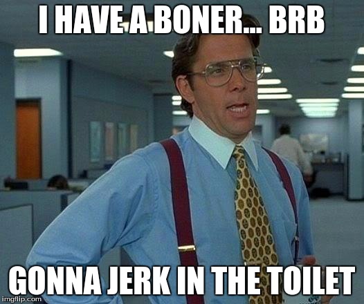 That Would Be Great | I HAVE A BONER... BRB GONNA JERK IN THE TOILET | image tagged in memes,that would be great | made w/ Imgflip meme maker