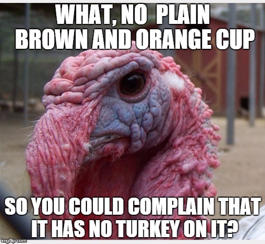 Next stop Christmas  | WHAT, NO  PLAIN BROWN AND ORANGE CUP SO YOU COULD COMPLAIN THAT IT HAS NO TURKEY ON IT? | image tagged in next stop christmas | made w/ Imgflip meme maker