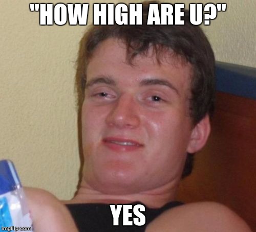 10 Guy | "HOW HIGH ARE U?" YES | image tagged in memes,10 guy | made w/ Imgflip meme maker