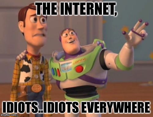 X, X Everywhere | THE INTERNET, IDIOTS..IDIOTS EVERYWHERE | image tagged in memes,x x everywhere | made w/ Imgflip meme maker