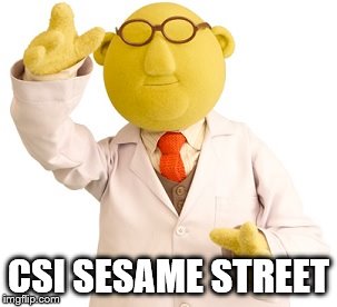 Talkin' 'bout my generation... | CSI SESAME STREET | image tagged in csi,sesame street,bunsen | made w/ Imgflip meme maker