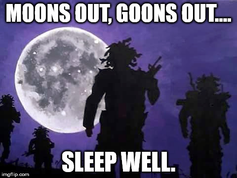 MOONS OUT, GOONS OUT.... SLEEP WELL. | image tagged in military | made w/ Imgflip meme maker