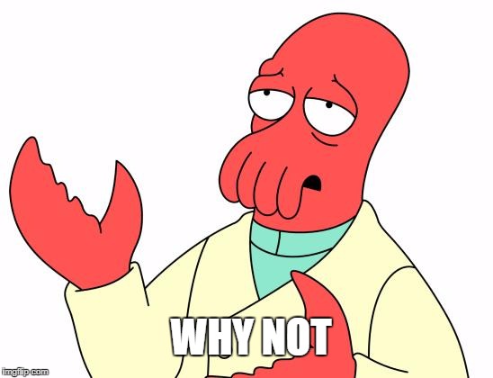 Futurama Zoidberg Meme | WHY NOT | image tagged in memes,futurama zoidberg | made w/ Imgflip meme maker